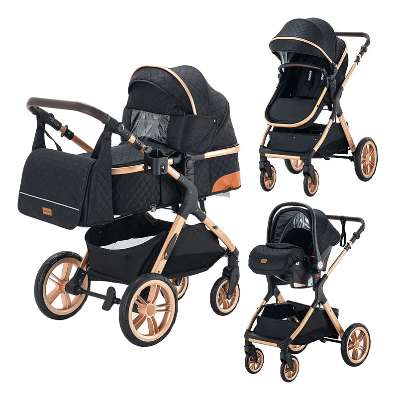 Luxury Stroller, Convenient Foldable Design, Safety Seat Compliant with EU Regulations