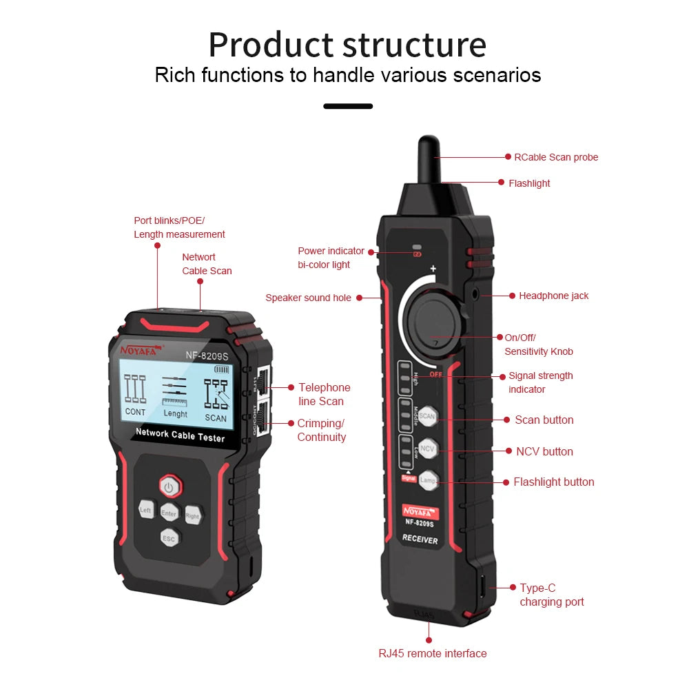 Network Cable Tracker, LCD Display, Measure Length