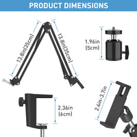 Overhead statiefbevestiging, 26cm ringlamp, flexibele bureautelefoonhouder