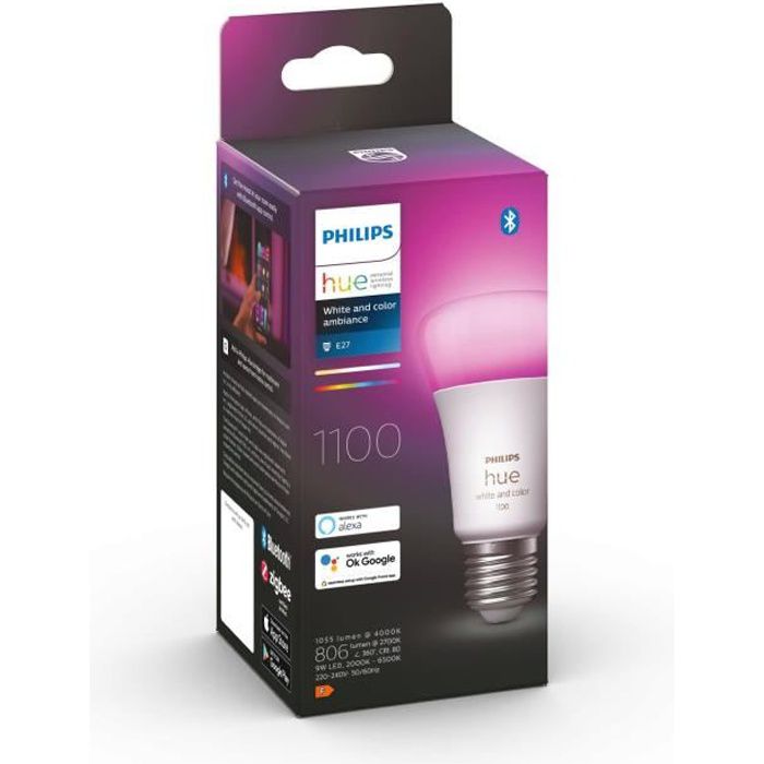 PHILIPS Hue Wit en Kleuren Ambiance - Verbonden LED-lamp 10W Equivalent 75W - E27 Bluetooth x1