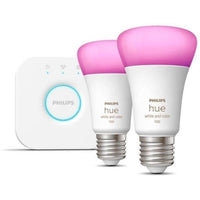 Philips Hue Wit en Kleuren Ambiance, Start Kit 2 Lampen E27, 75W, Bluetooth, werkt met Alexa, Google en Homekit