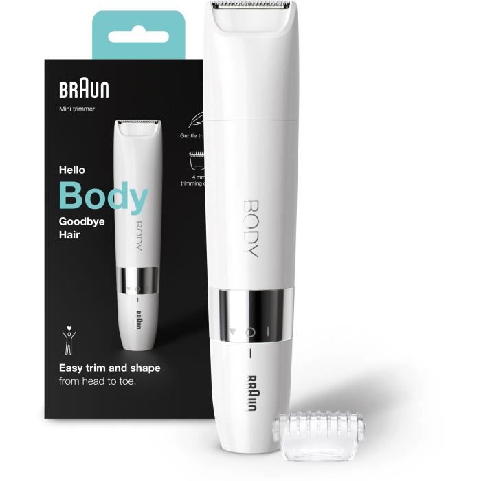 Braun Body Mini BS1000 Electric Body Trimmer for Men and Women - Wet & Dry - Multi-purpose - White