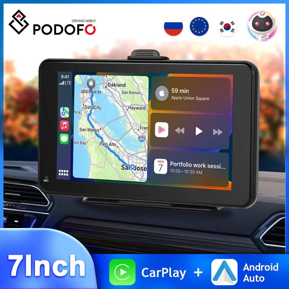 7 tommer bilstereo MP5-afspiller med Carplay, Android Auto, Bluetooth - Na