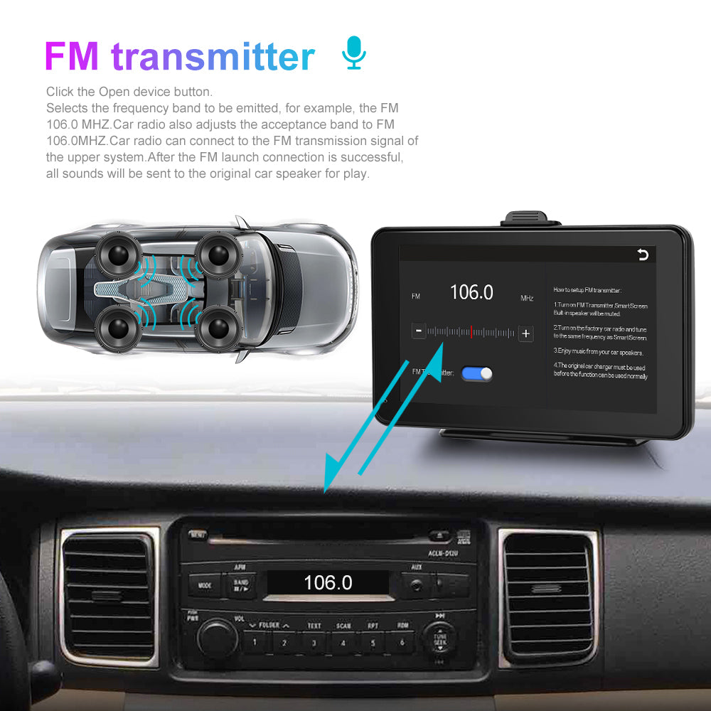 7 tommer bilstereo MP5-afspiller med Carplay, Android Auto, Bluetooth - Na