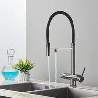 Kitchen Sink Faucet, 360° Pull Out Spout, Cold Hot Water Mixer Tap