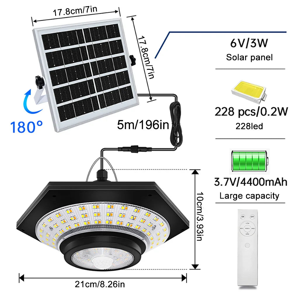 SoluxBeam Solar LED Lampe | 1200 Lumen | 228 LEDs | Bewegungsmelder & Fernbedienung | IP65 6