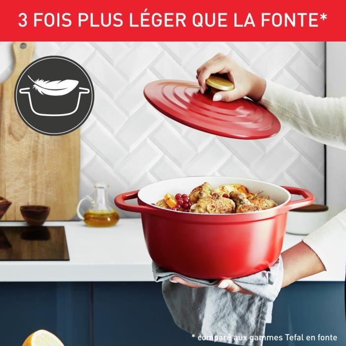 Tefal E2544604 Air Légere Cocotte 24 cm Rode aluminium gietijzer, inclusief inductie