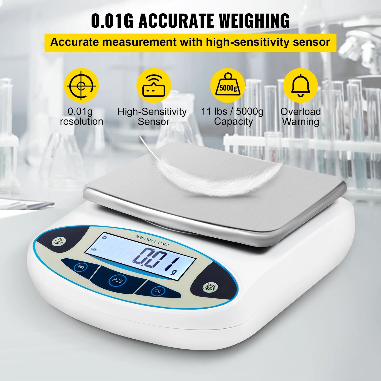 Kitchen Scale, 5000g Capacity, LCD Backlit Screen