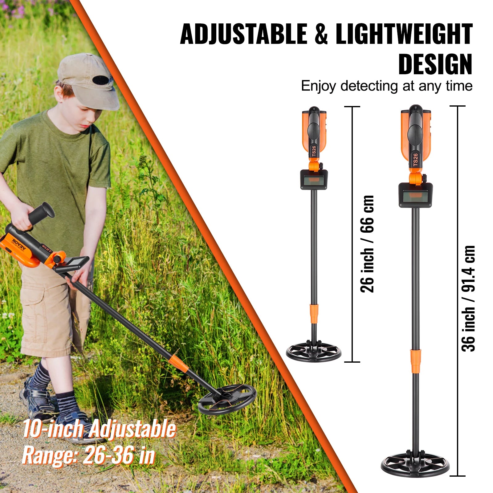 Metal Detector for Kids, Adjustable Length, Waterproof Search Coil