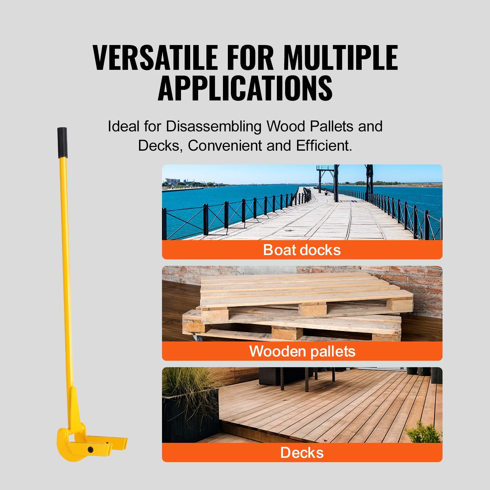 Pallet Pry Bar Buster, Carbon Steel Construction, Heavy Duty Design