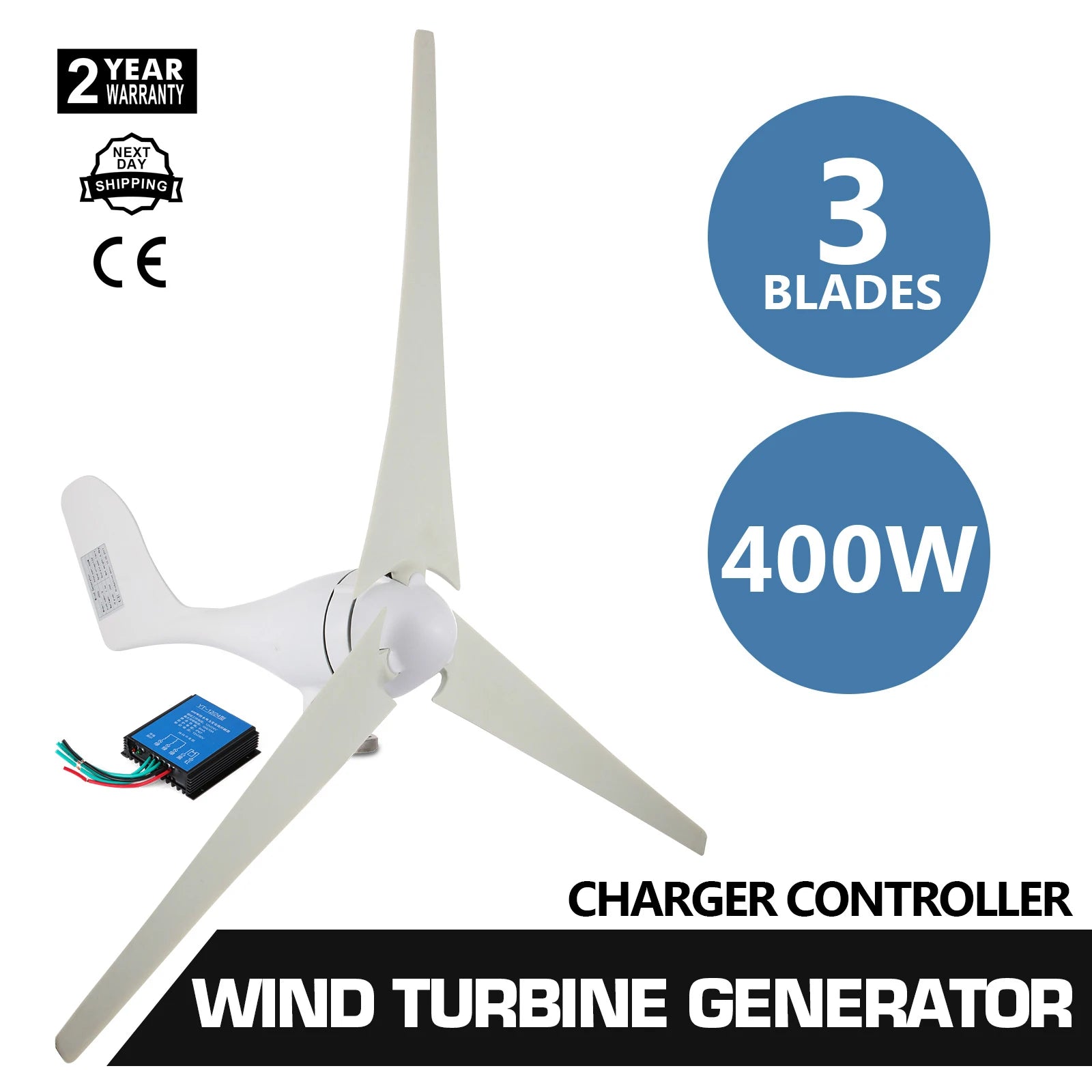 Wind Turbine Generator, 400W, Charge Controller