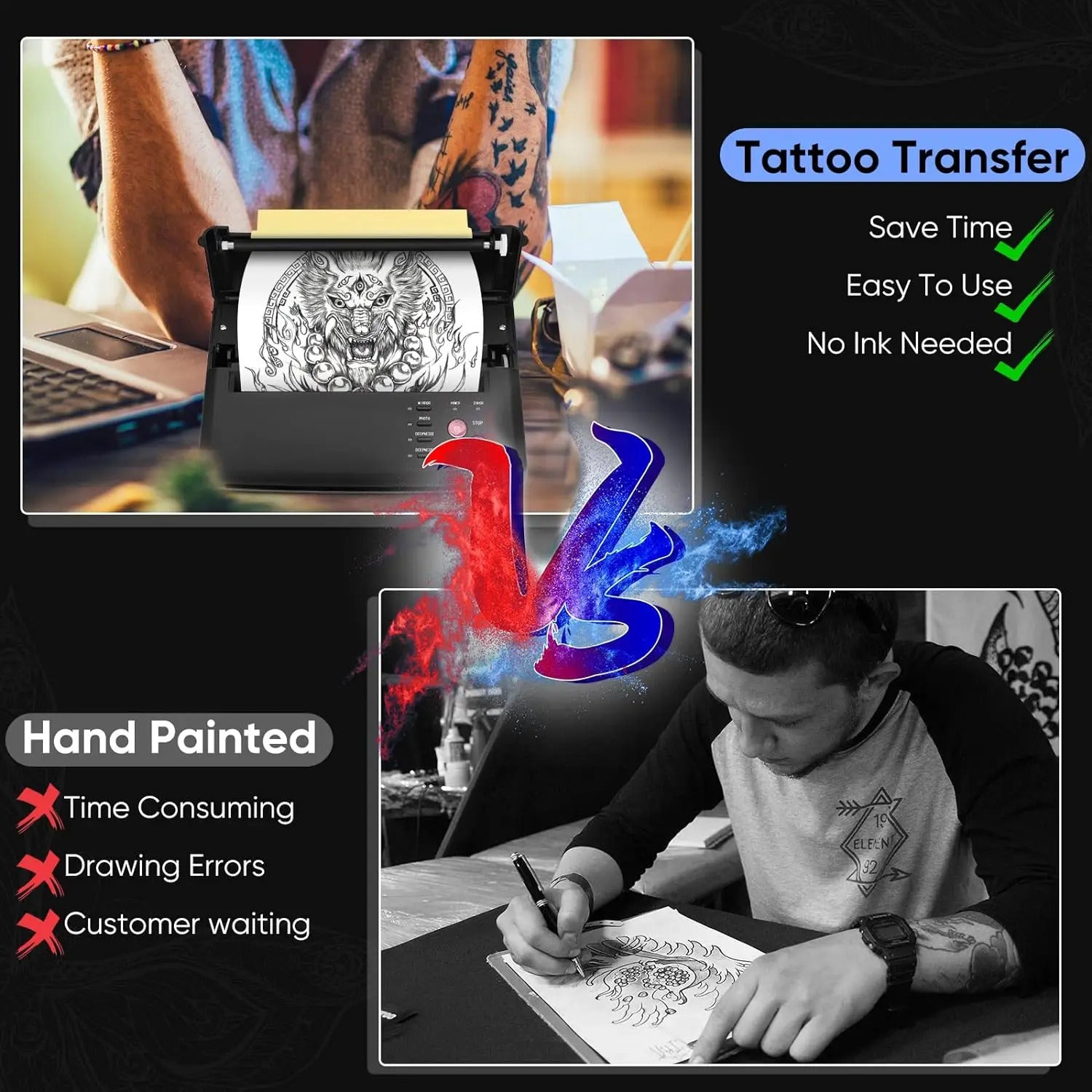 Tattoo Stencil Printer, Thermal Printing, With 10pcs Transfer Papers