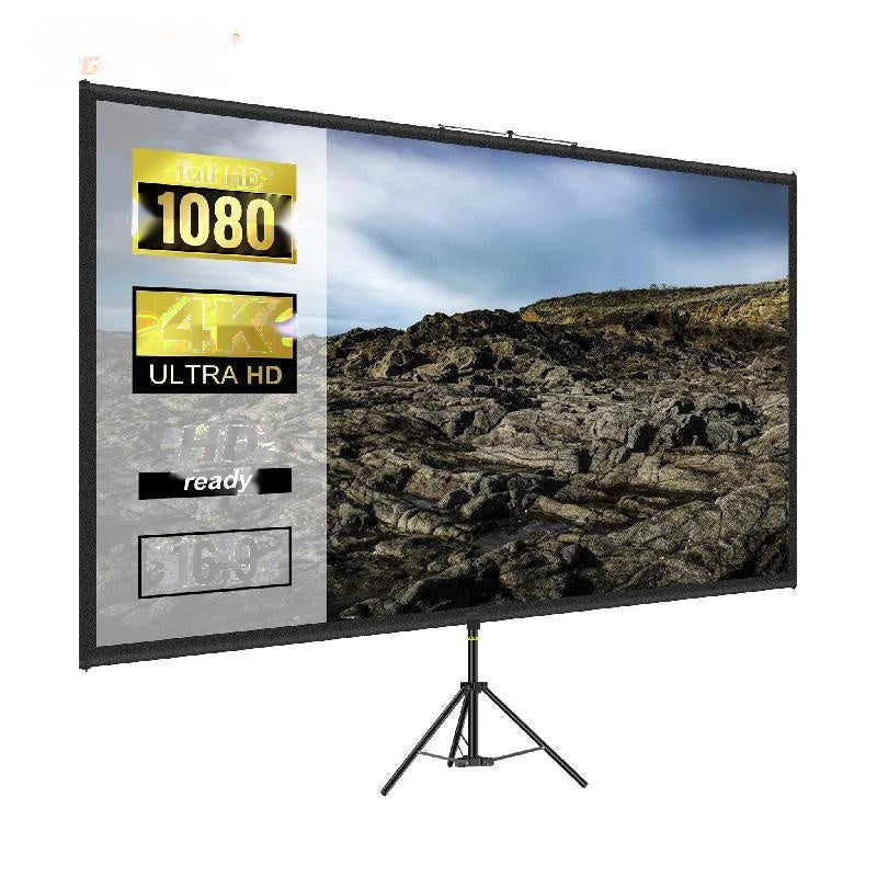 90" stativ projektorskærm 16:9 4K HD - 160° betragtningsvinkel, aluminiumsstativ