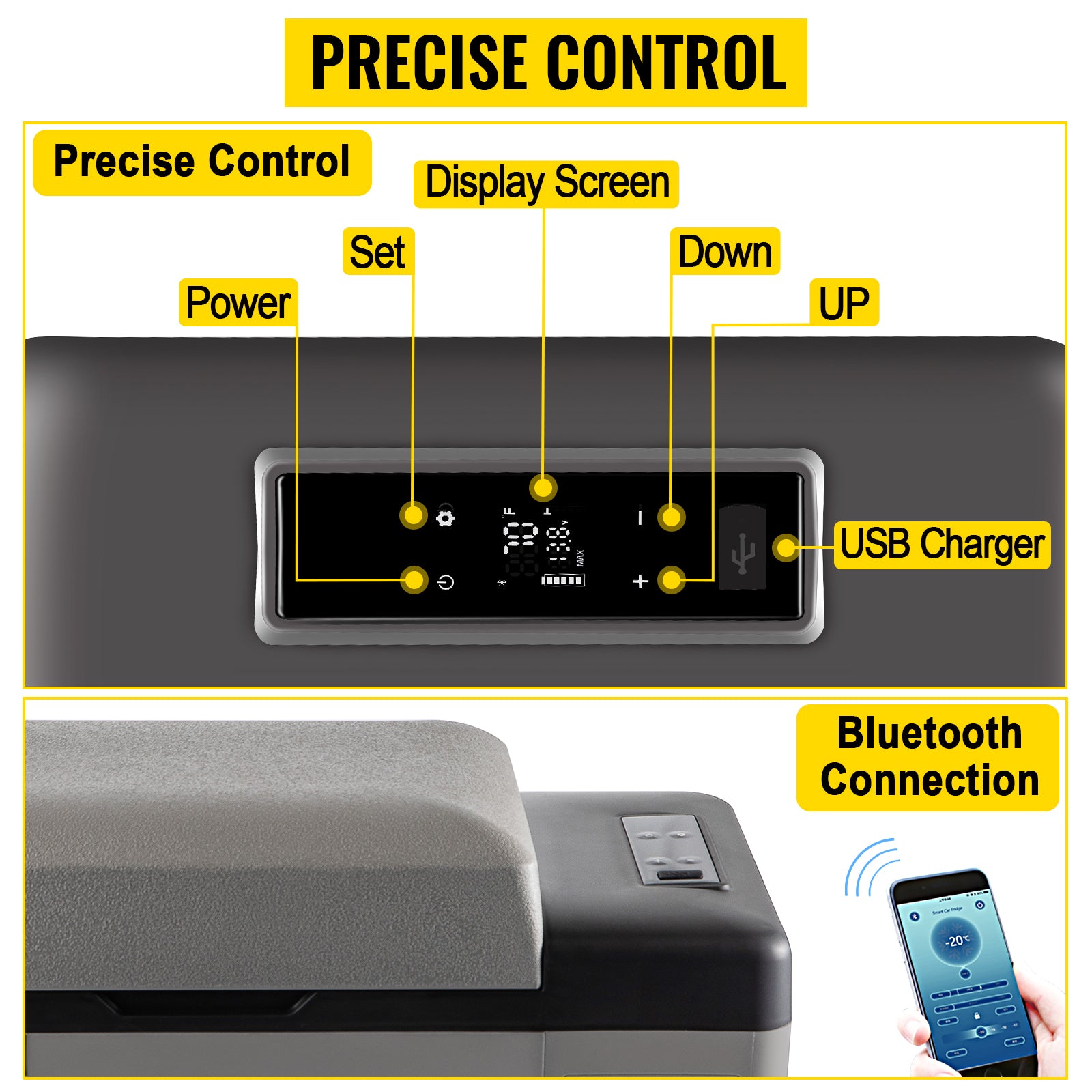 Bilkøleskab Mini Kølefryser - LED Display, Efficient Cooli