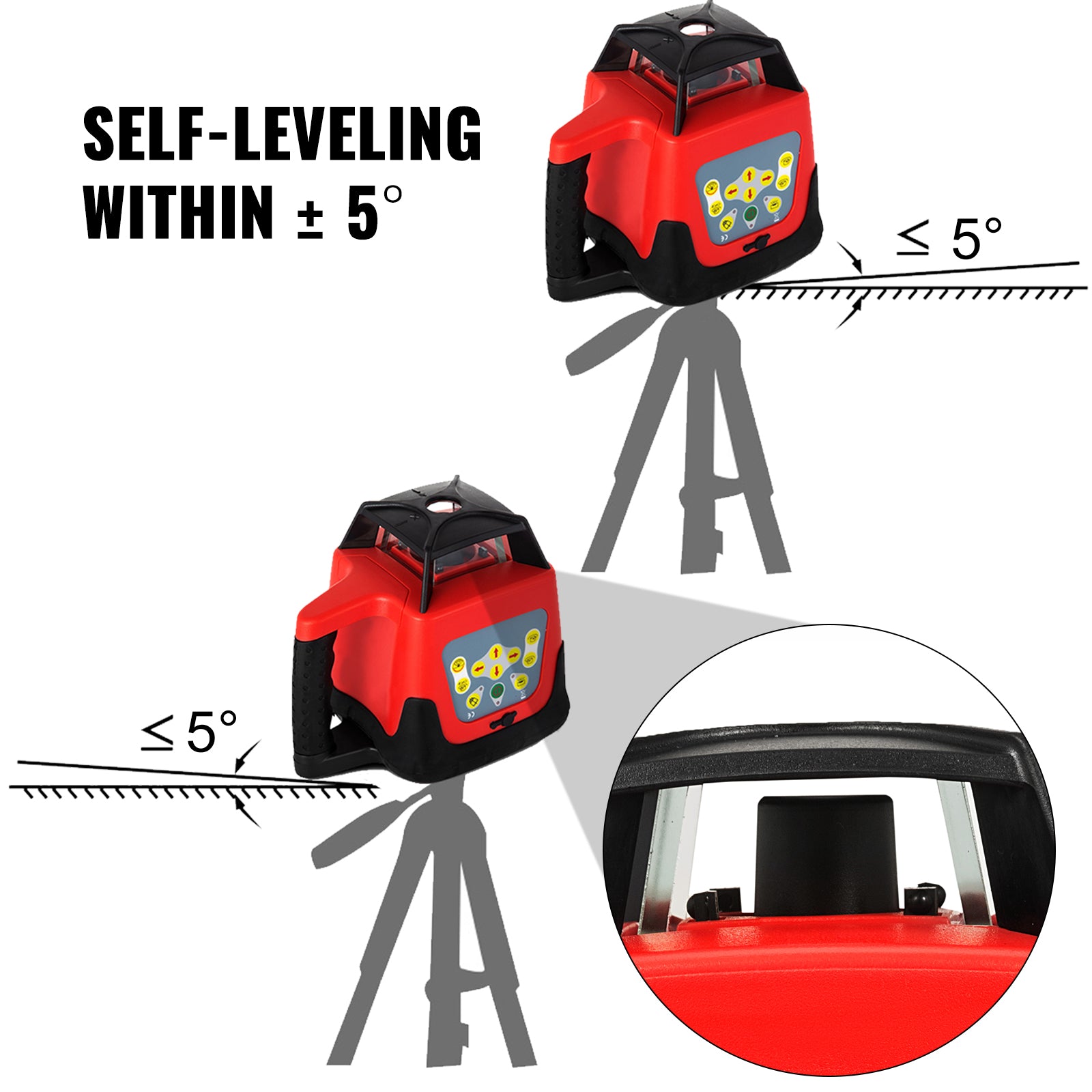 Rotary Laser Level Kit, 360° Scanning, 500M Rækkevidde