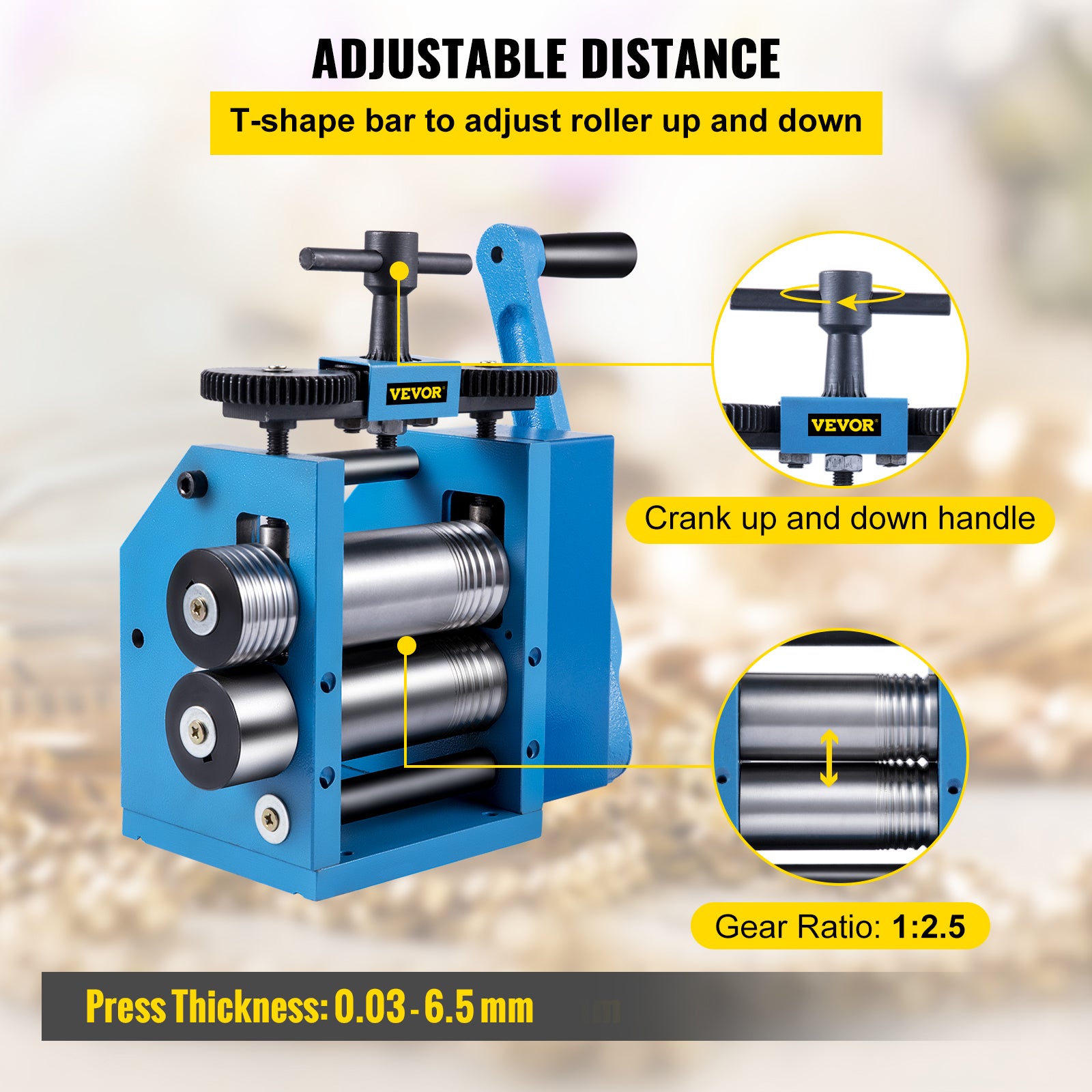 Manual Rolling Mill, Adjustable Press Thickness, Durable Construction