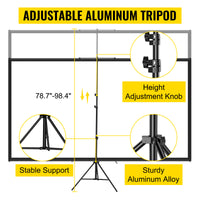 4K HD Projector Screen 70 inch 16:9 - 160° Viewing Angle, Aluminum Stand