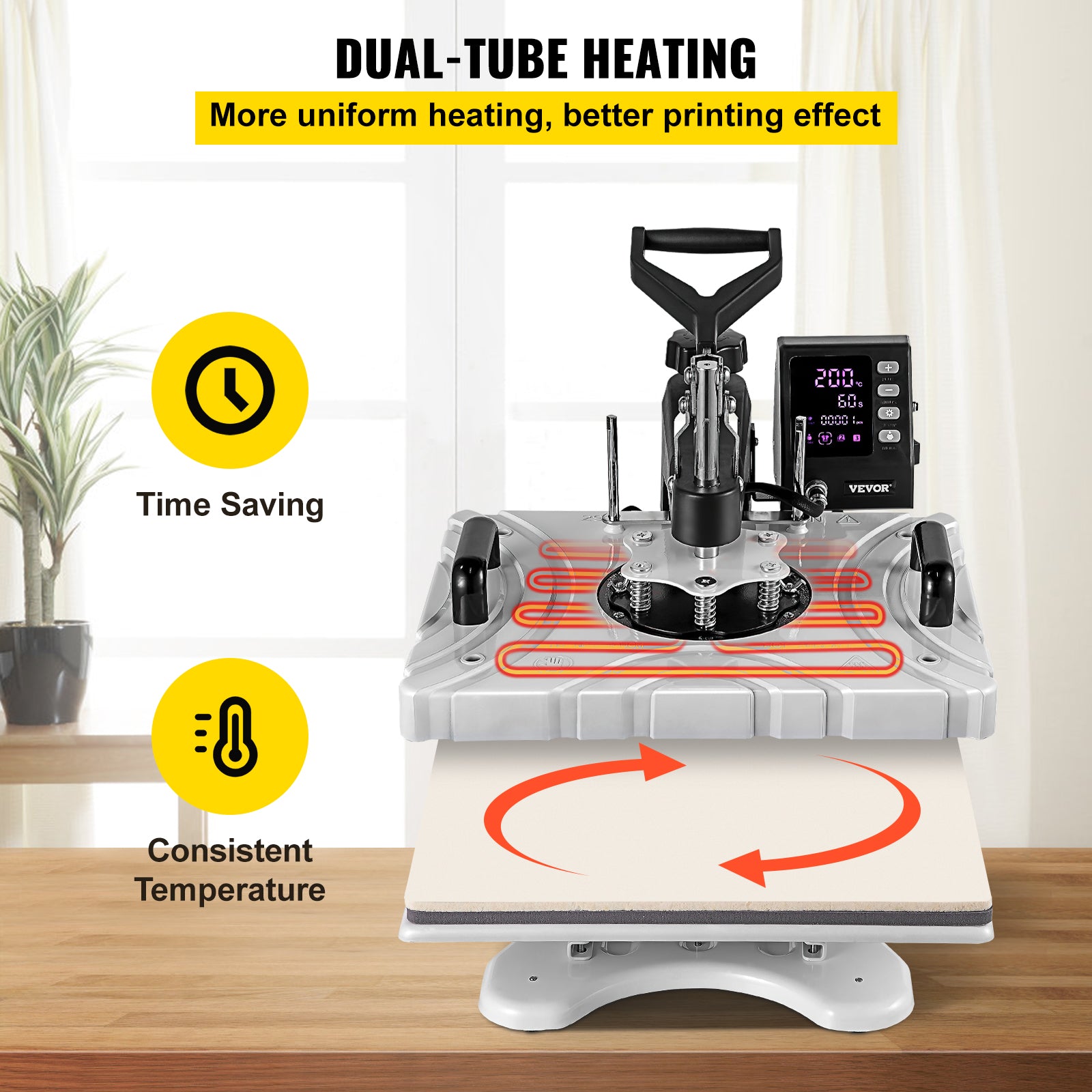 Heat Press Machine, 360° Swing Away Design, LCD Digital Display