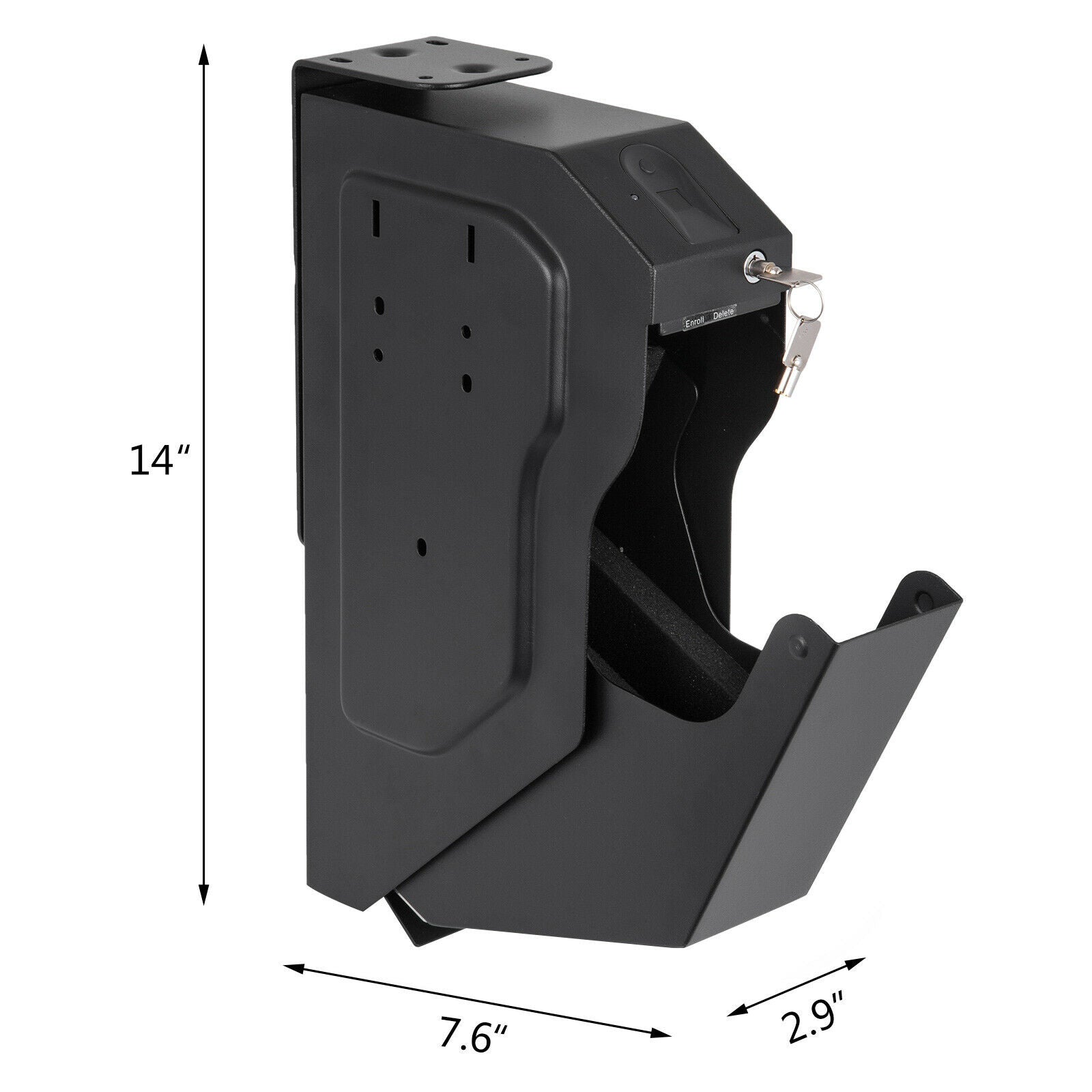 Biometric Handgun Safe Box, 120 Fingers Capacity, Password Entry, Steel Construction