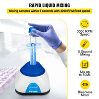 Lab Mini Vortex Mixer, 3000/6000 omdr./min., 6 mm Orbital Diameter, Enkelt Håndbetjent Touch Betjening