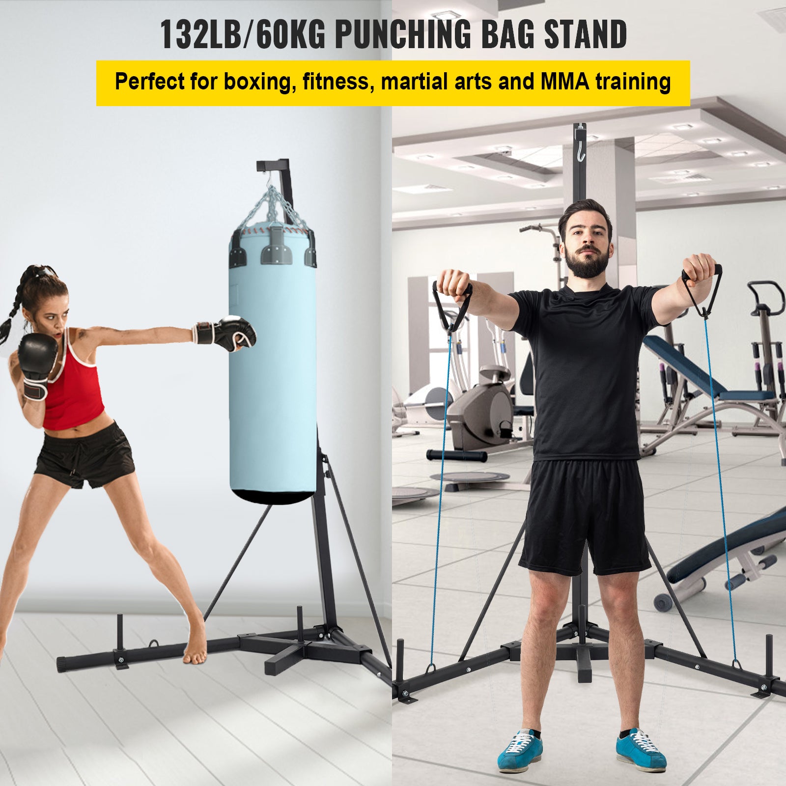 Punching Bag Stand, Adjustable Height, Foldable for Storage