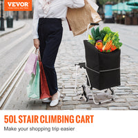 Stair Climbing Shopping Cart 50L - 75 kg Capacity, Padded Handle & Rub