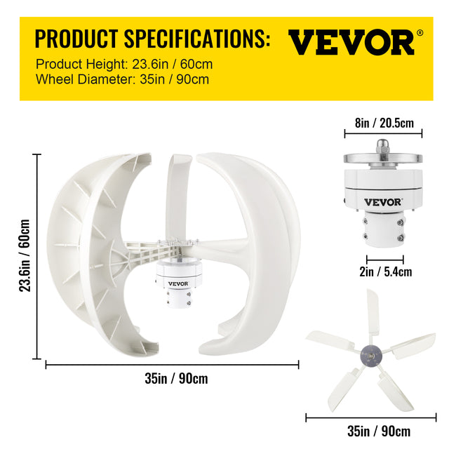 Vertikalakse Vindmølle, 12V, Alternativ Energi Generator