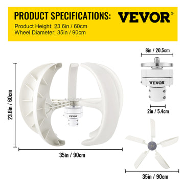 Vertikalakse Vindmølle, 12V, Alternativ Energi Generator